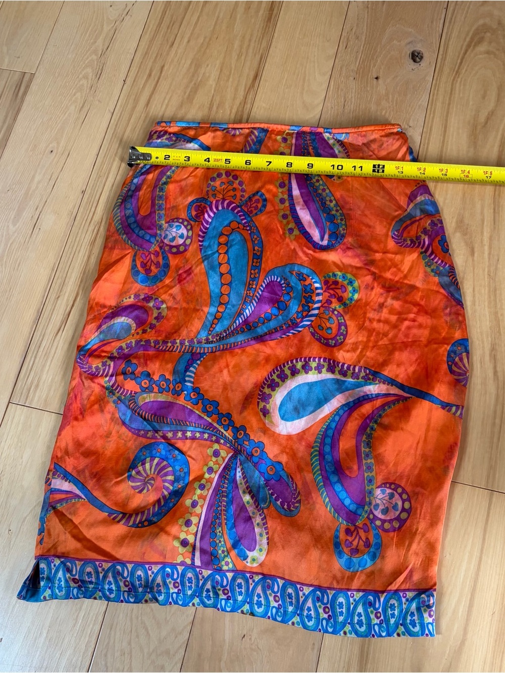 Orange Paisley Print Women’s Sarong Skirt with Blue Accents